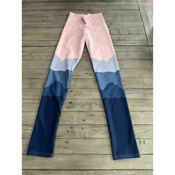 Moonchild Spirit Yoga Wear Pink Blue Colorblock Printed Leggings Size XS - Picture 1 of 4